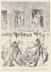 La sala da disegno della regina, nella galleria dei quadri prima della presentazione
